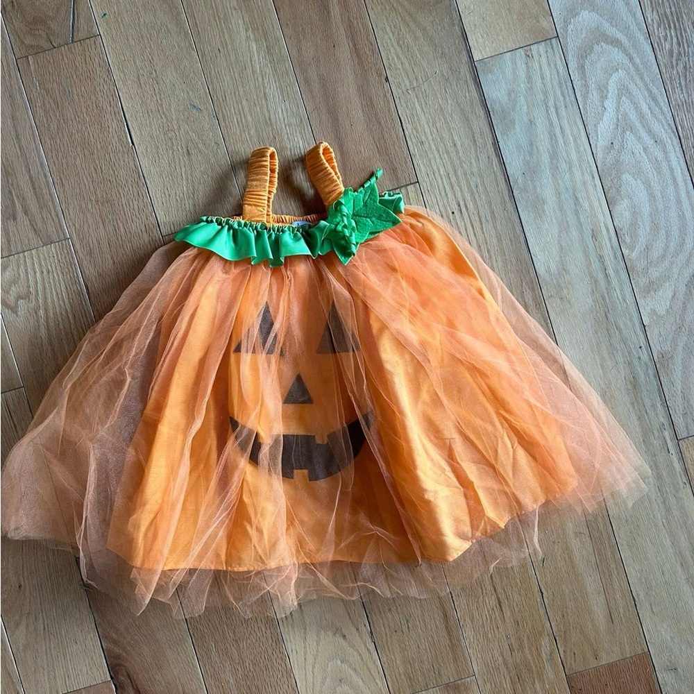 Girls Orange Pumpkin Tulle Dress